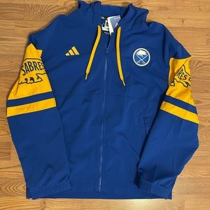 Buffalo Sabres Adidas Royal Full Zip Hooded Jacket Large NWT Hockey NHL Bills